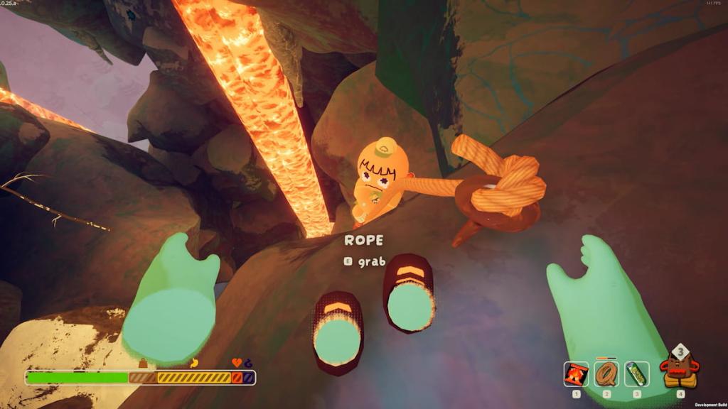 PEAK character climbing a rope