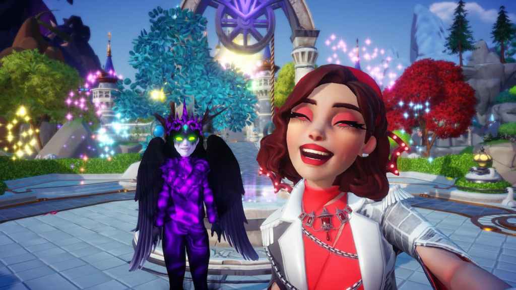 Selfie with the forgotten at a well in disney dreamlight valley