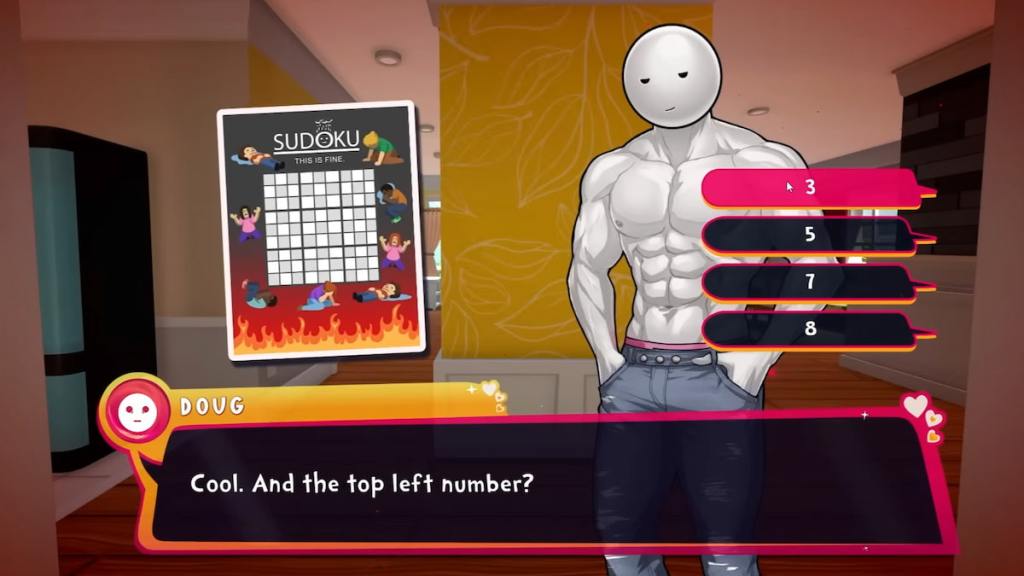 Doug asking for a number for a Sudoku puzzle in Date Everything!