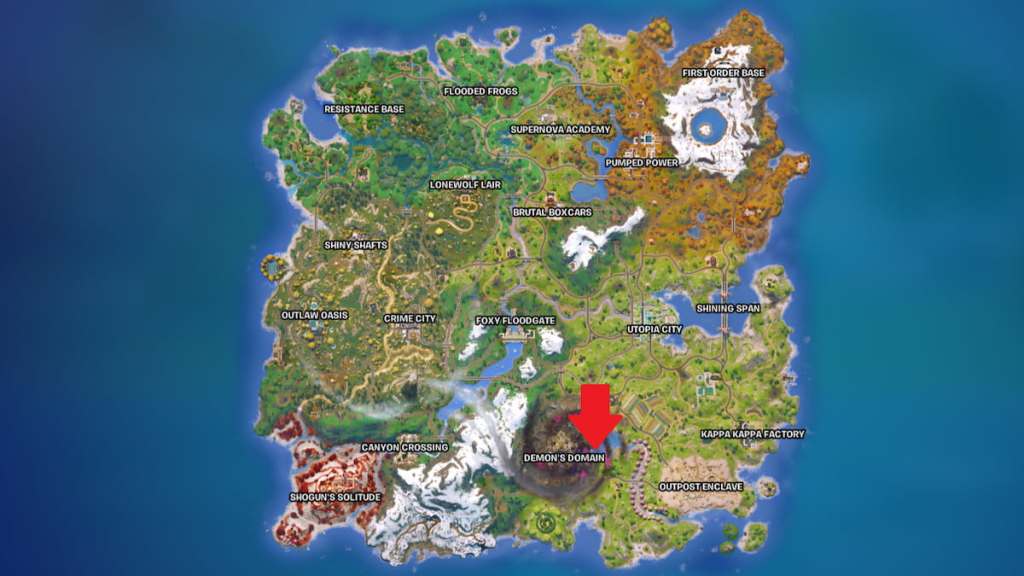 Assemble surveillance gear at Demon's Domain map location in Fortnite