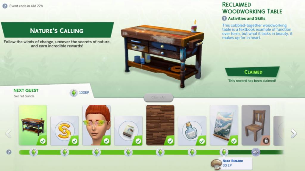 All week one nature's calling event rewards the sims 4