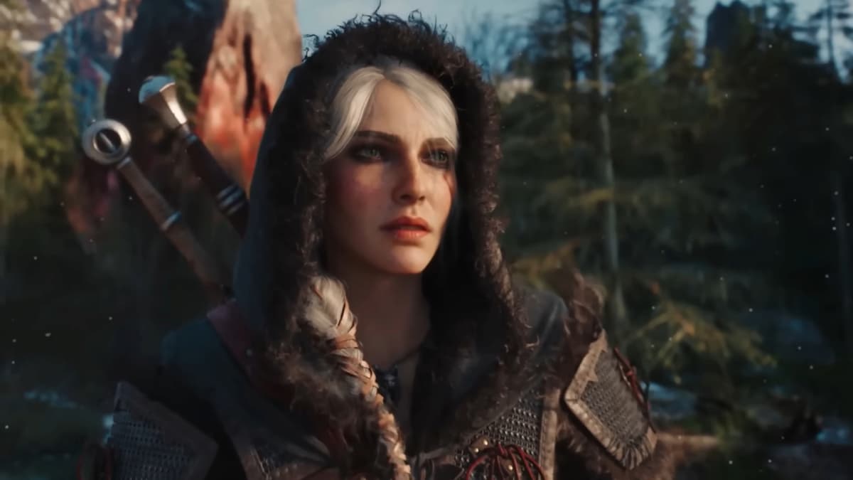 Ciri on horseback amid a Koviri forest in The Witcher 4.