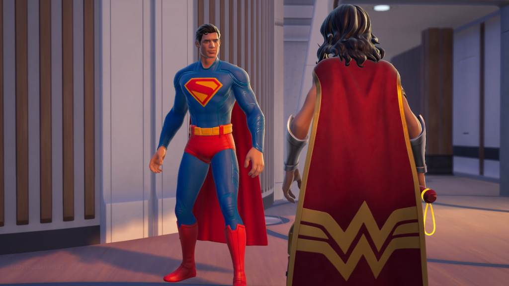 Wonder Woman talking to Superman in Fortnite