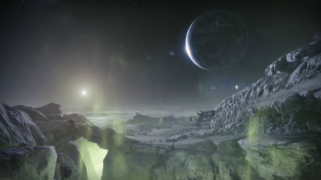 Earth, as seen from the Moon in Destiny 2.