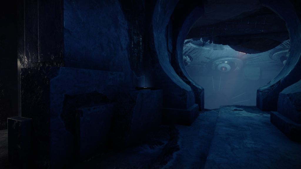 A data pad glows in the entrance to the boss room in Encore.