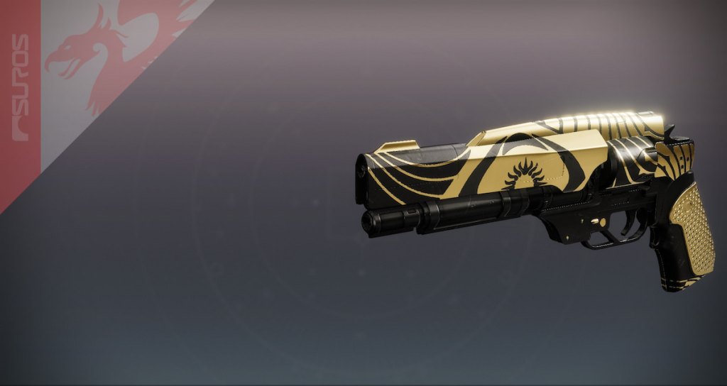 Exalted Truth, a SUROS hand cannon with the Trials of Osiris eye symbol and signature color palette.
