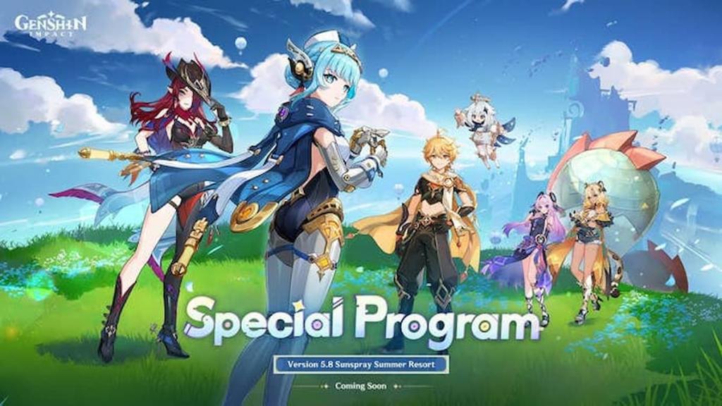 Promo art for Sunspray Summer Resort event in Genshin Impact 5.8