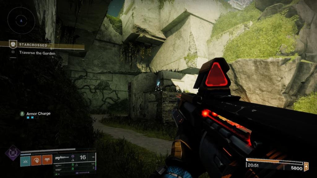 A guardian finds a glowing data pad on top of a small pillar in the Black Garden.