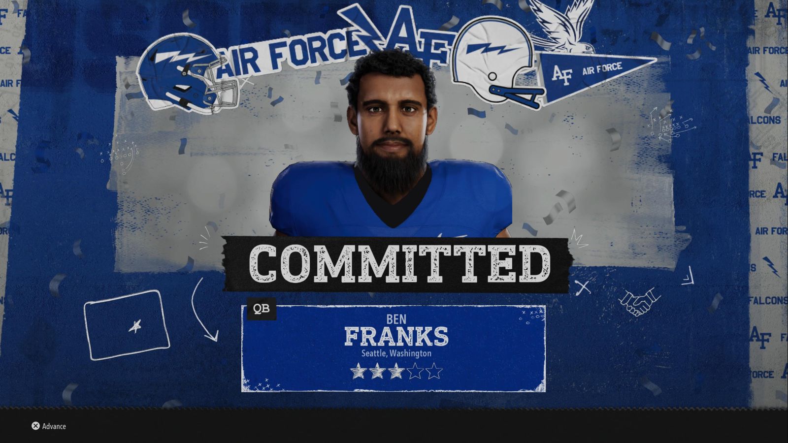 A recruit who has verbally committed in College Football 26