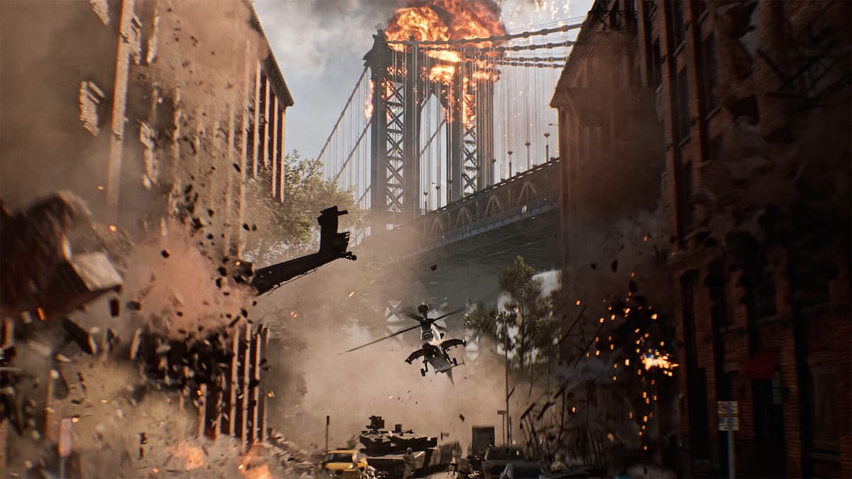 Brooklyn bridge exploding in NY in Battlefield 6.