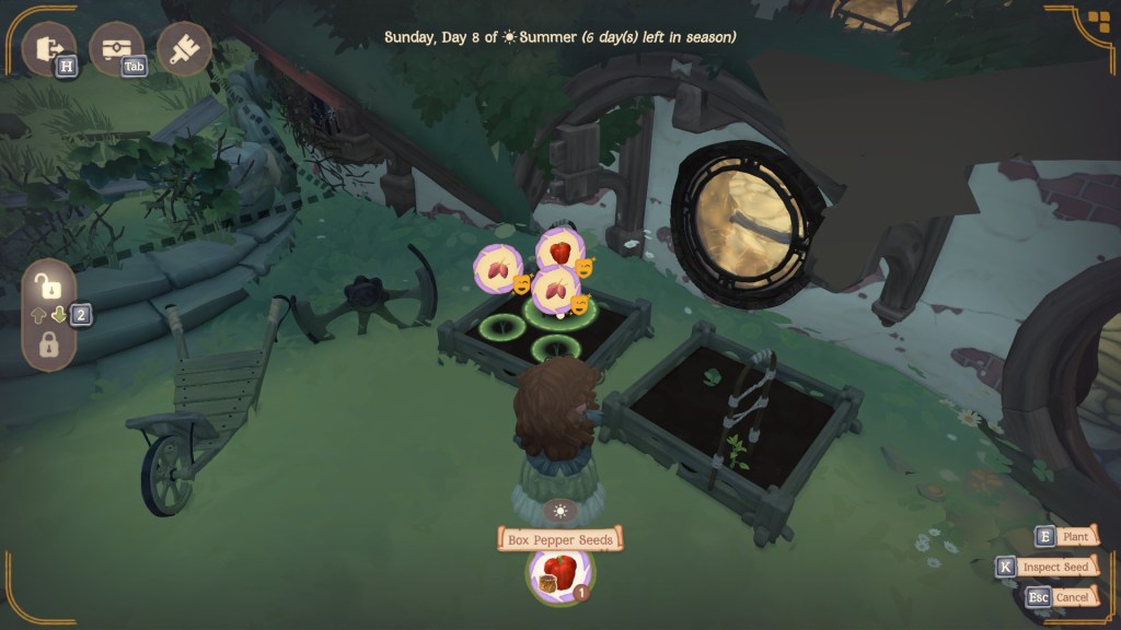 Placing plants while gardening in tales of the shire