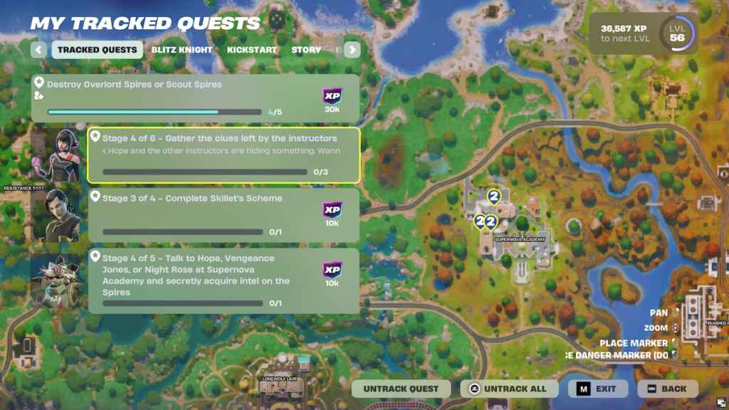 Gather clues left by instructors map locations Fortnite
