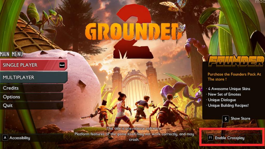 Grounded 2 crossplay button