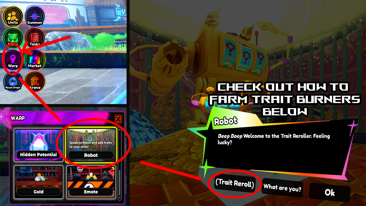 trait farming guide in all start tower defense x