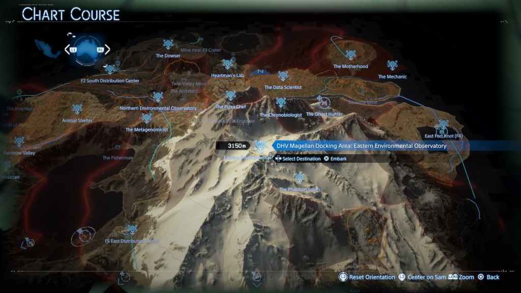 DS2 Chart Course menu screen