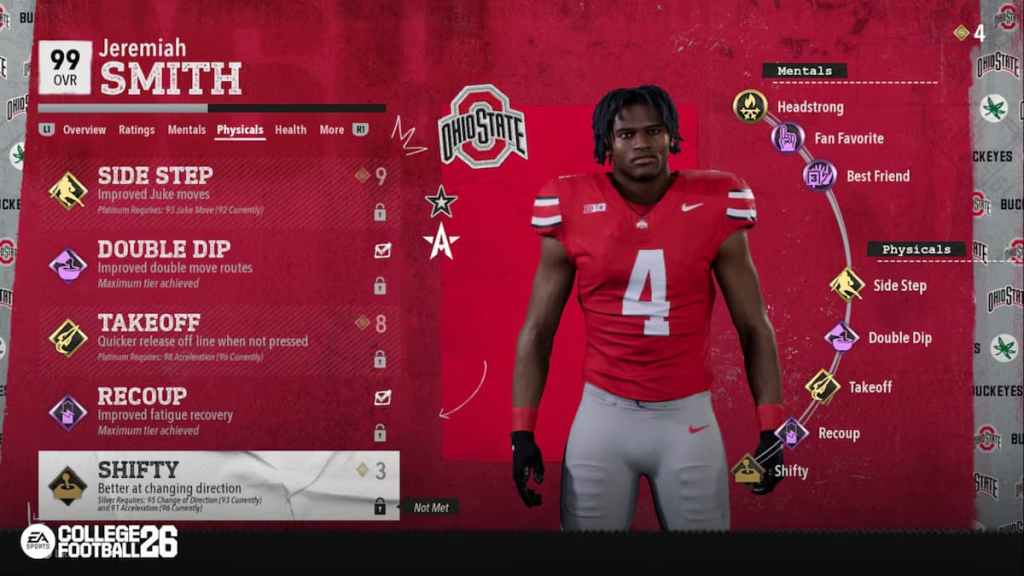 Jeremiah Smith EA Sports CFB 26 player screen
