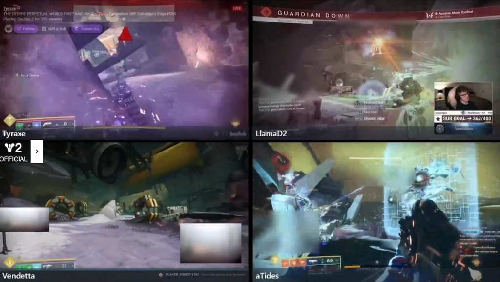 Four D2 streams during The Desert Perpetual raid raid