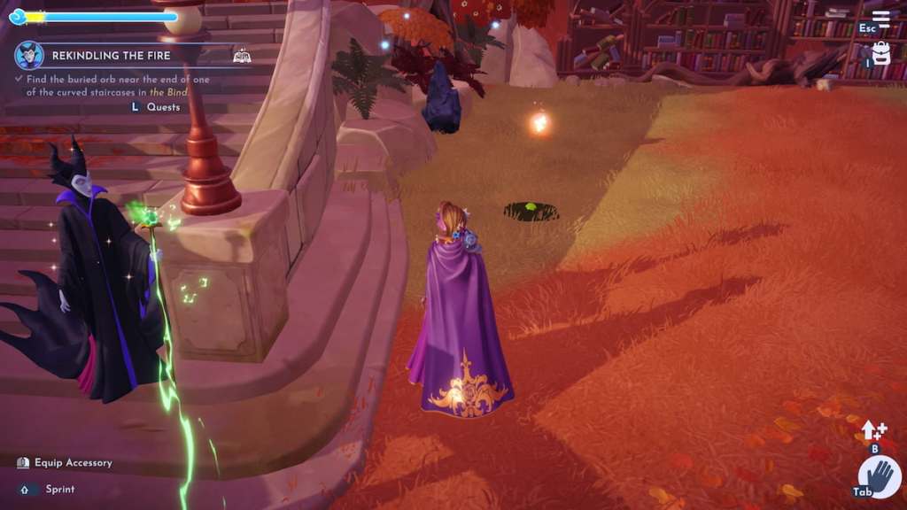 Orb buried by staircase in disney dreamlight valley