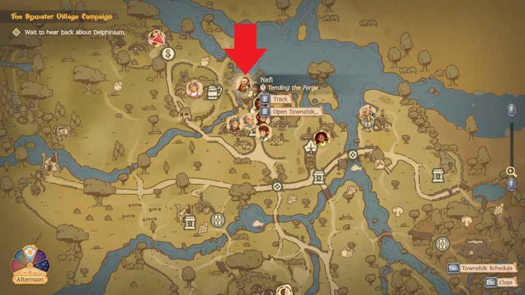 Nefi's forge marked on a map in tales of the shire