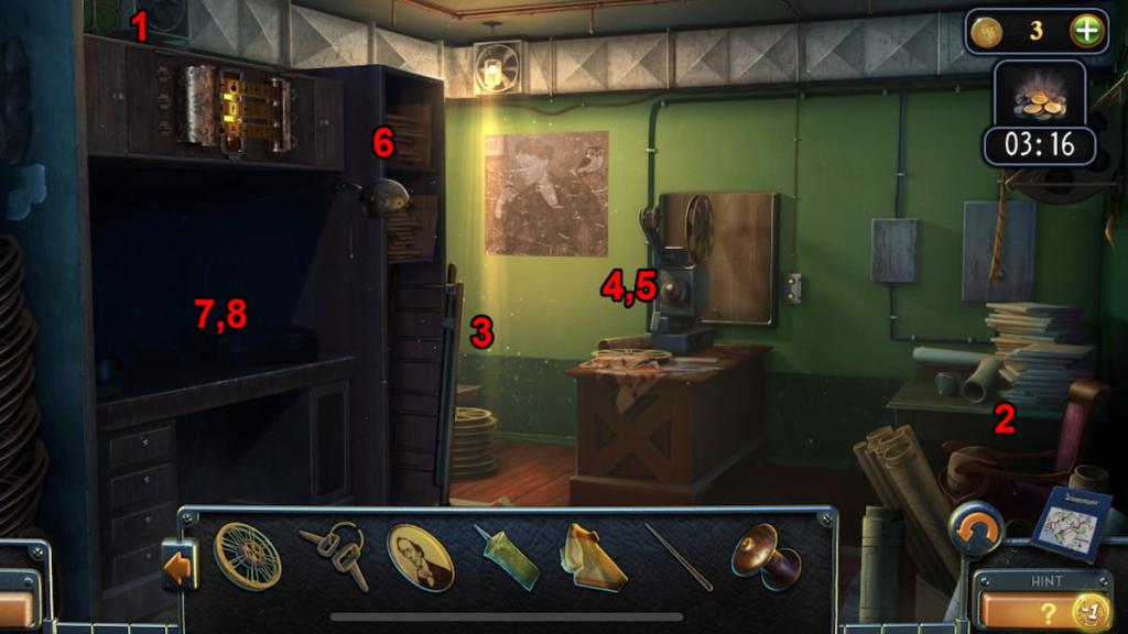 New York Mysteries 4 movie projector room items