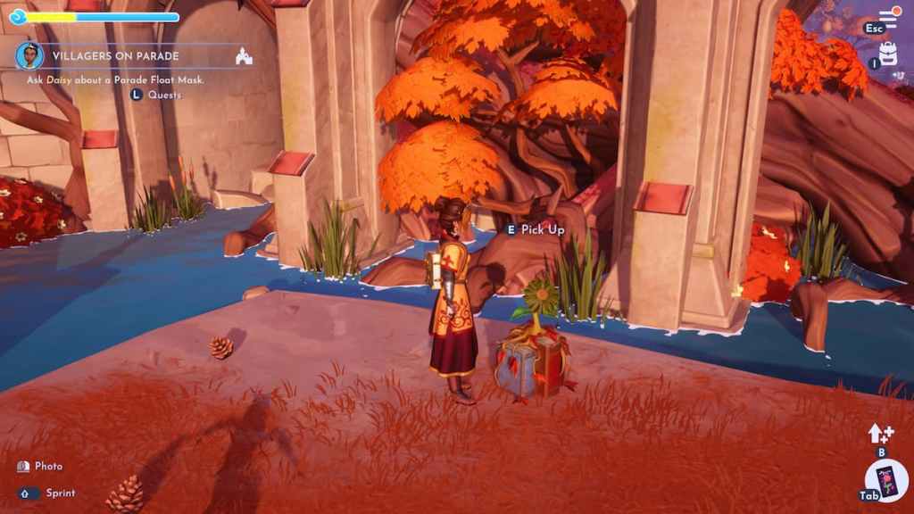 An Olive Green Tale Cone Flower on the ground in Disney Dreamlight Valley