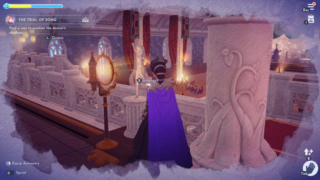 interacting with a dancer statue to move it in disney dreamlight valley