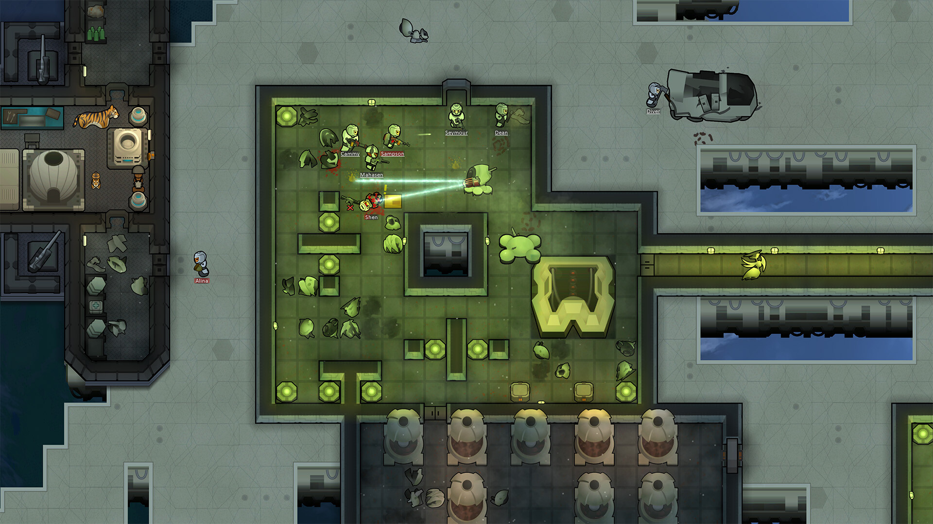 Combat scene in RimWorld Odyssey DLC