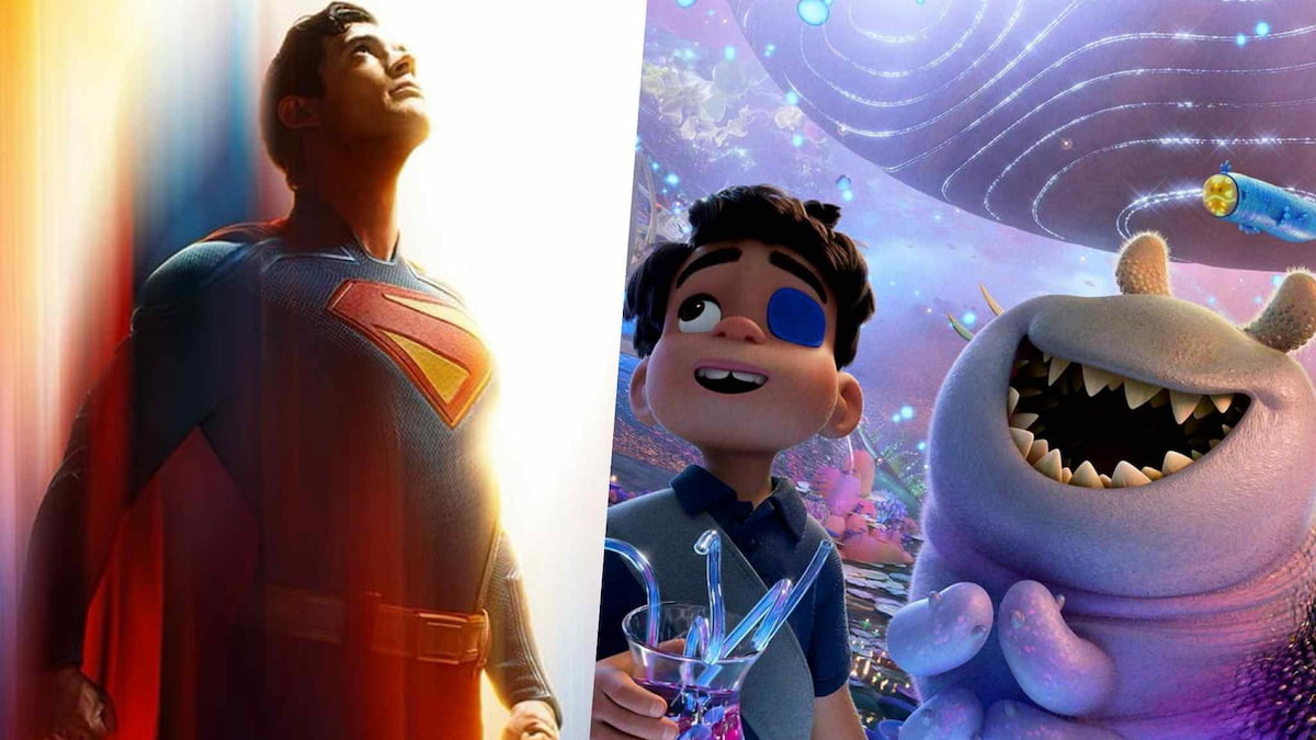 Superman, Elio, and Glordon all looking up