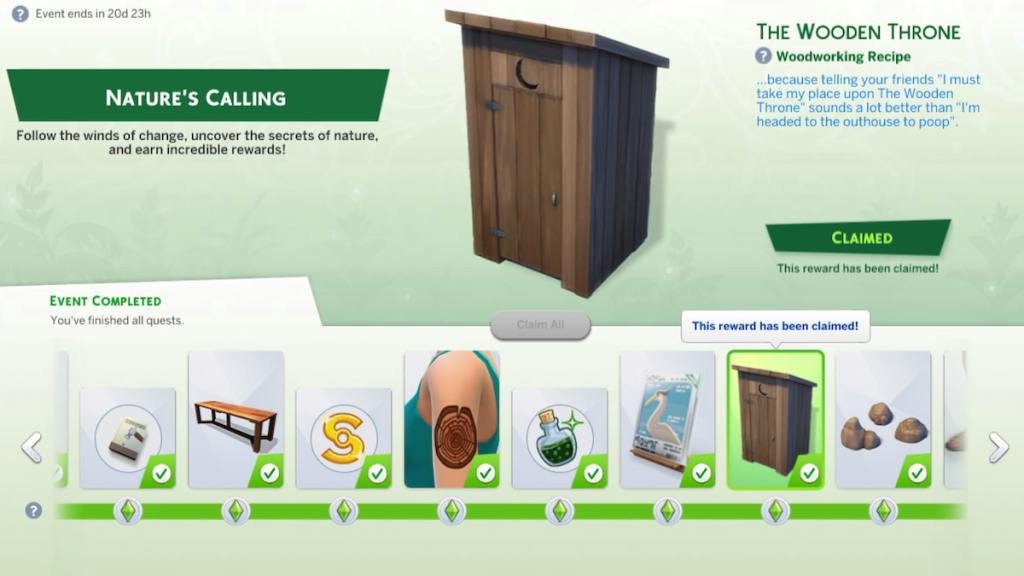 The wooden throne reward in the sims 4