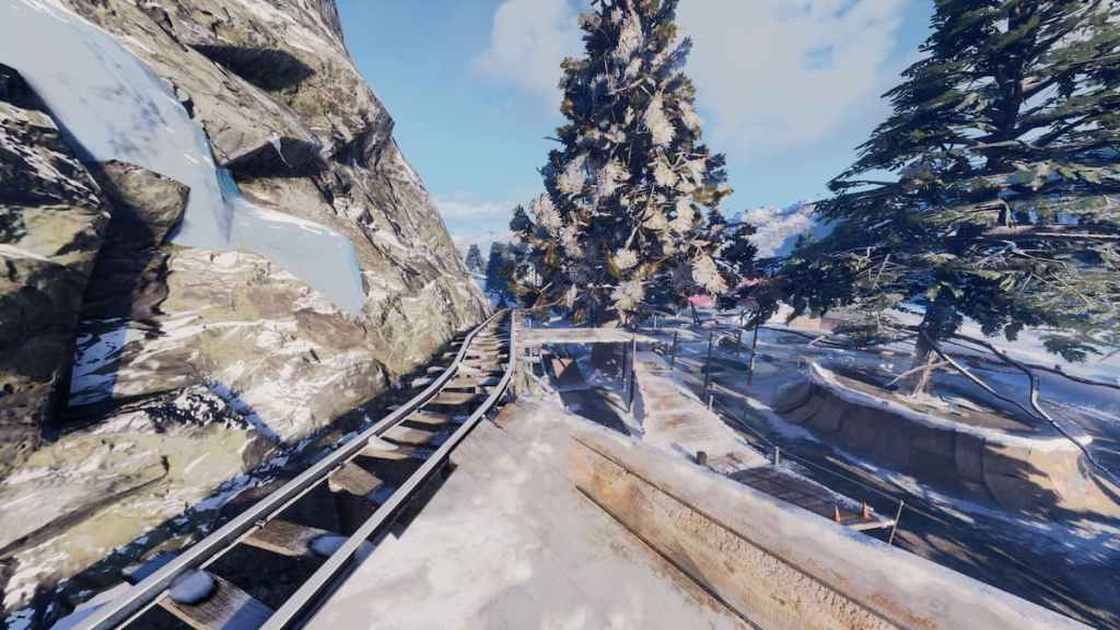 A broken railway in a snowy mountain in Tony Hawk's Pro Skater 3+4.
