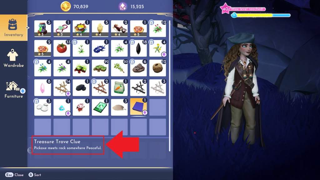 A treasure hunt clue marked in disney dreamlight valley