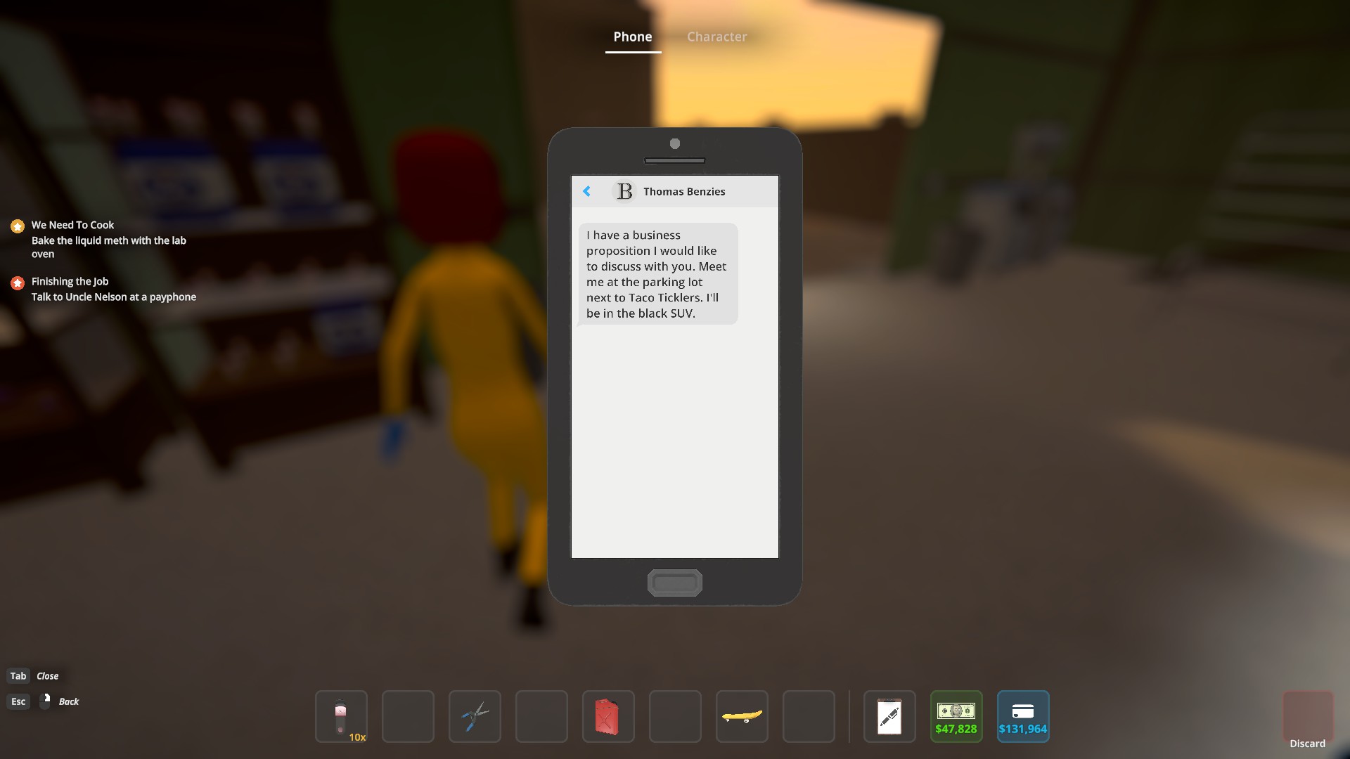 Benji's message to the player in Schedule 1