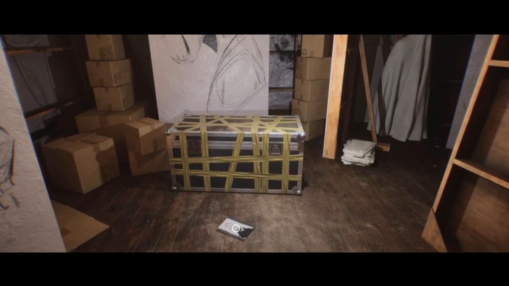 Drawing of two monkeys picture near locked trunk