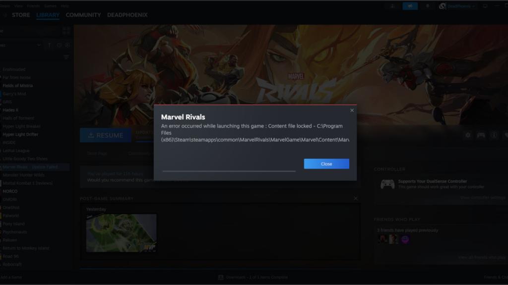 Marvel Rivals Content File Locked Glitch