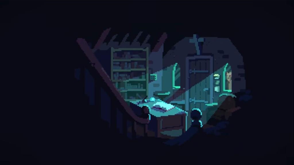 Carter looking through cemetery office window