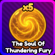 The Soul of Thundering Fury from Anime Rangers X Roblox experience.