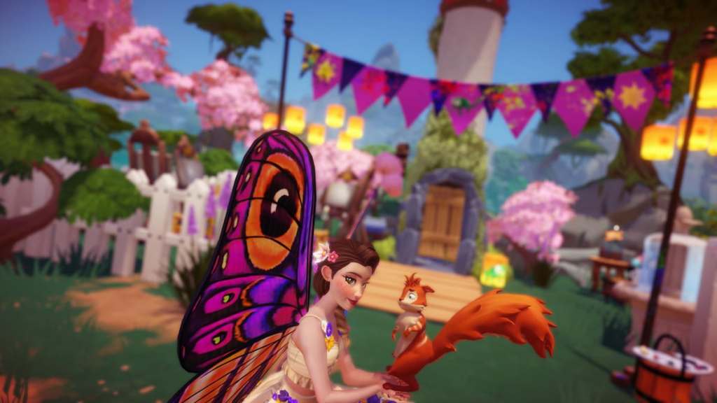 Holding an orange anxiety squirrel in disney dreamlight valley