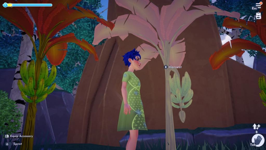 Standing by banana tree in disney dreamlight valley