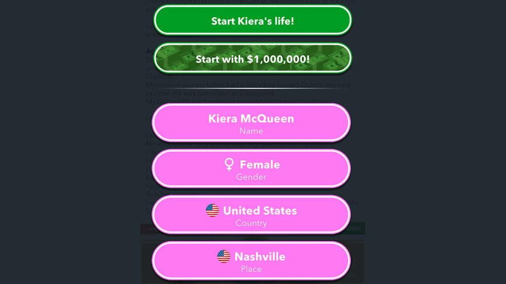 BitLife character born in Tennessee