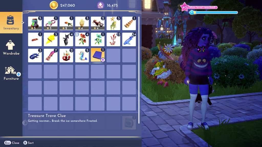 The getting warmer break the ice somewhere frosted clue in Disney Dreamlight Valley