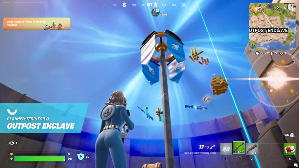 A claimed capture point in fortnite dropping loot