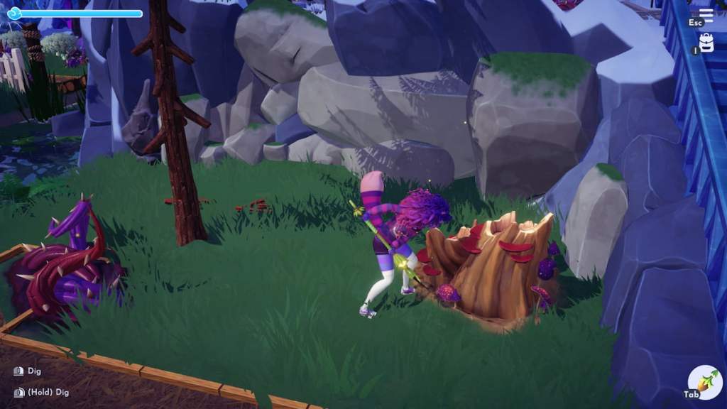 Digging up a stump in disney dreamlight valley