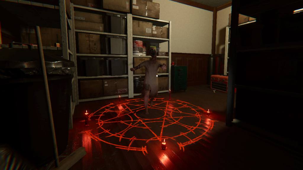 A small ghost in a red circle at bleasdale in phasmophobia