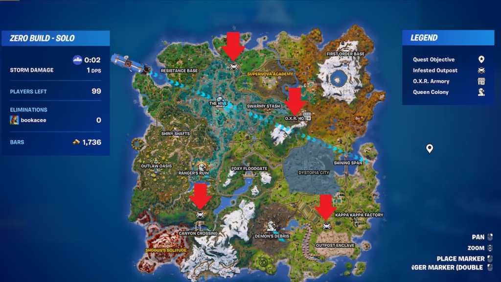 Hammerhead Choppa locations in Fortnite
