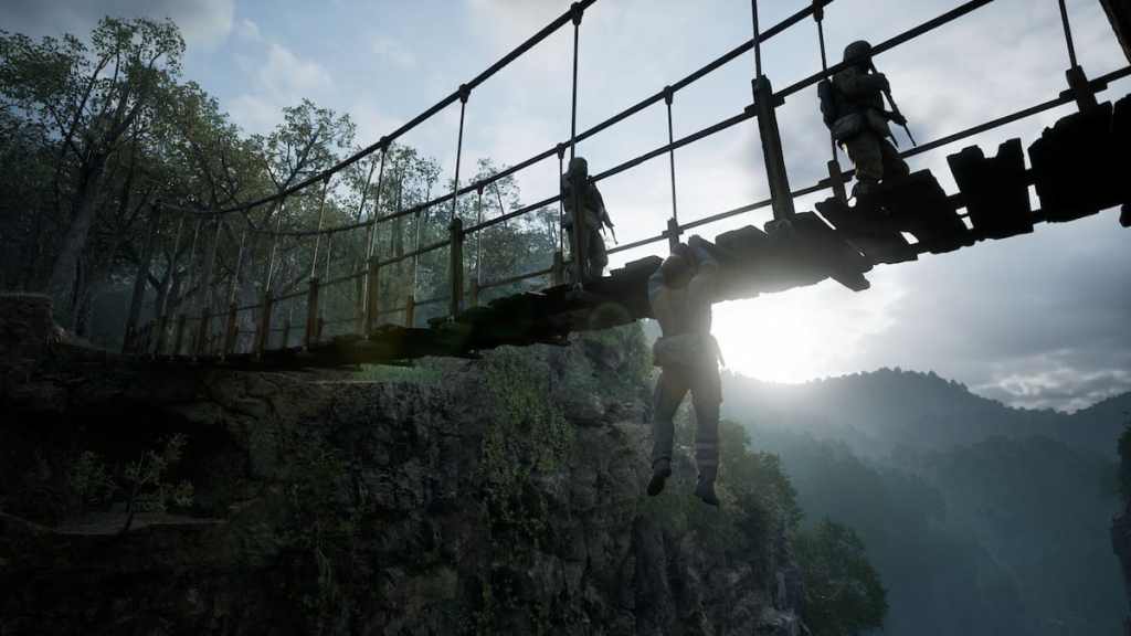 MGS Delta Snake Eater bridge hanging gameplay