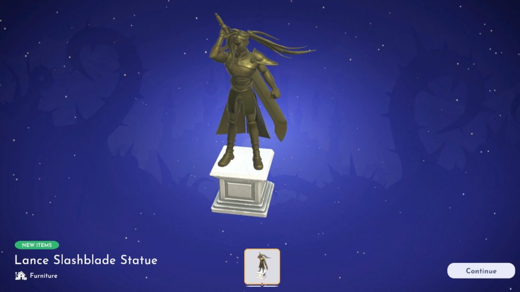 A stone statue of a man with long hair and a sword in DDV