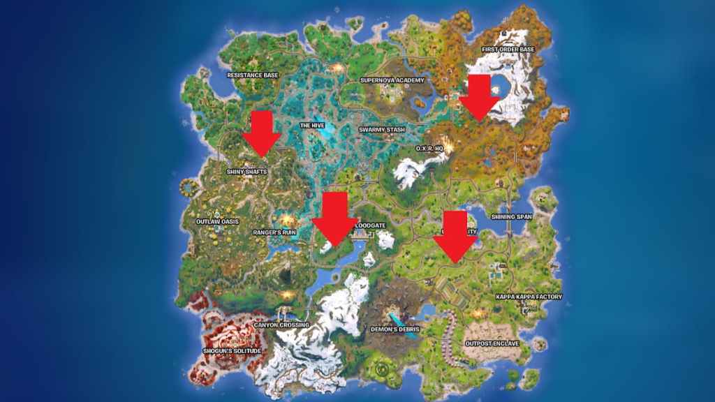 OXR Bunker map locations in Fortnite