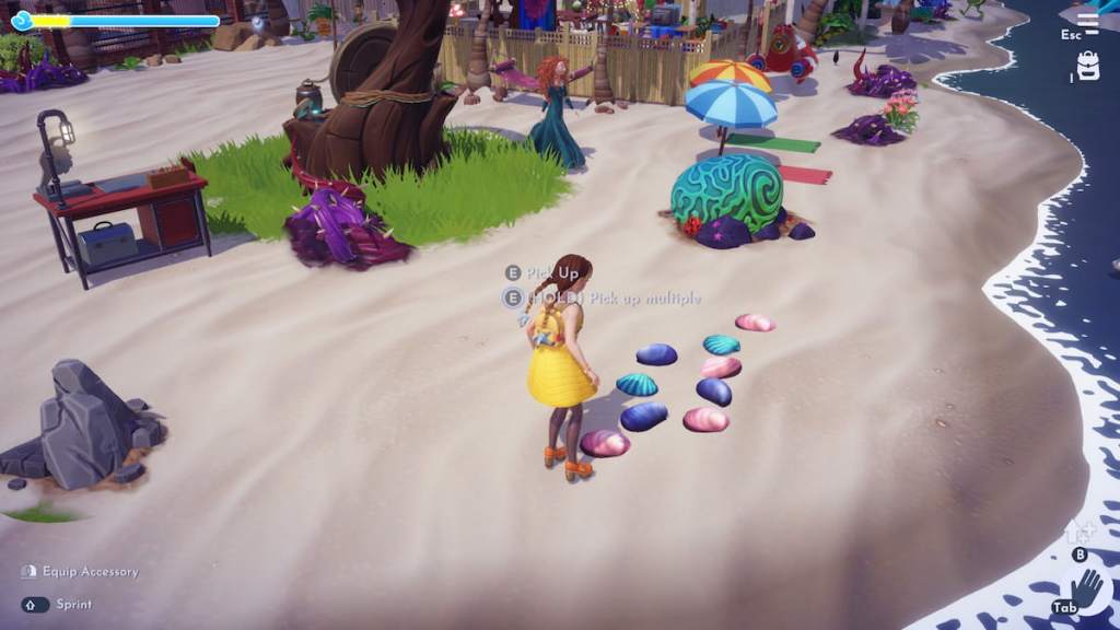 Collecting shells on the beach in disney dreamlight valley