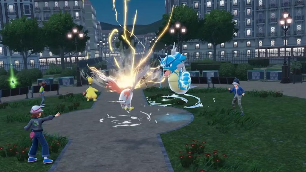 Pokémon battling in Pokémon Legends: Z-A's battle royale mode.