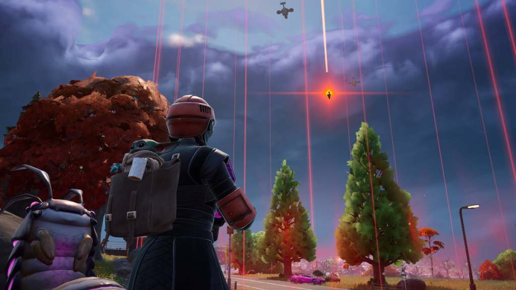 Lasers dropping explosives from the sky in Fortnite